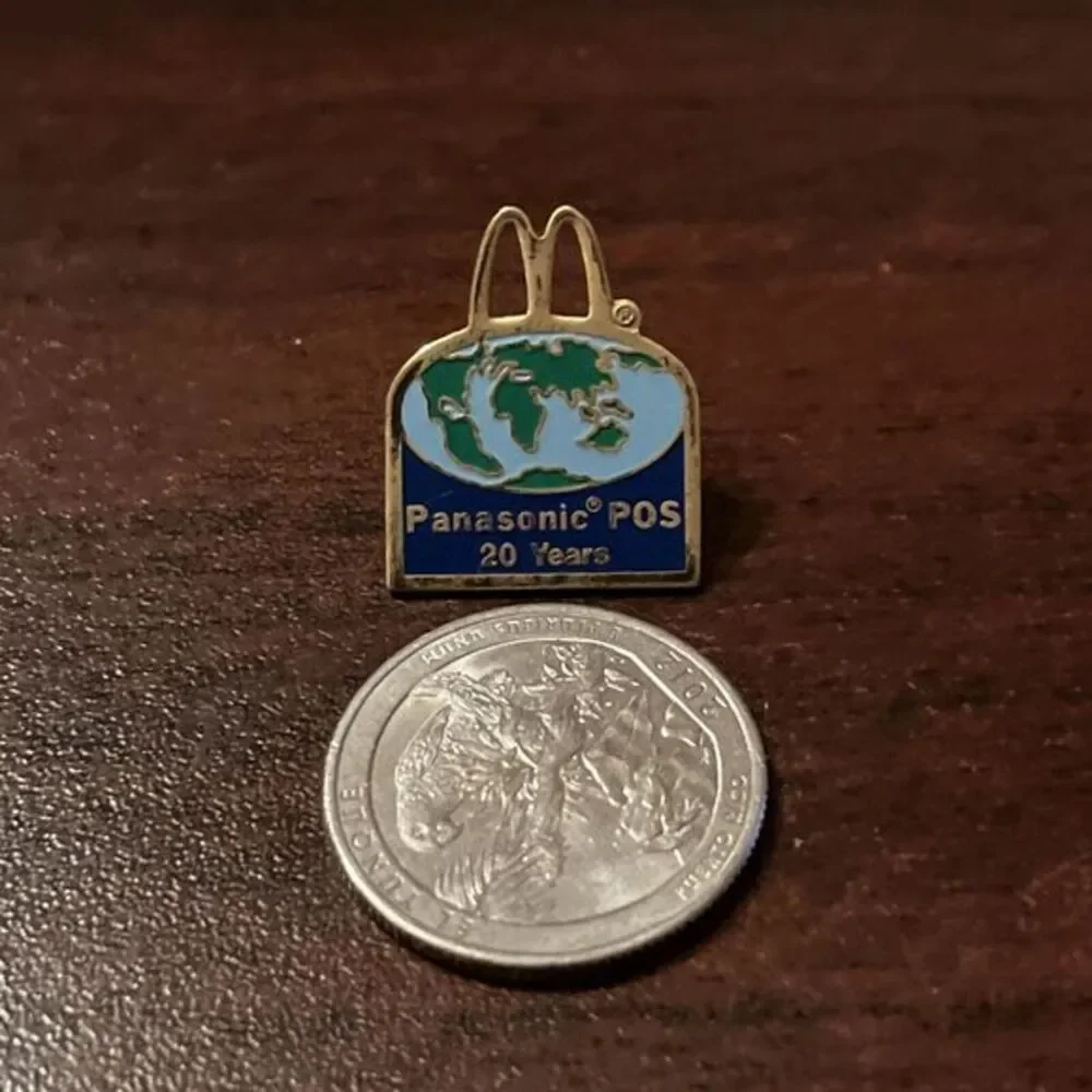 McDonald's Panasonic POS‎ Systems Globe 20 Years Employee Lapel Hat Pin